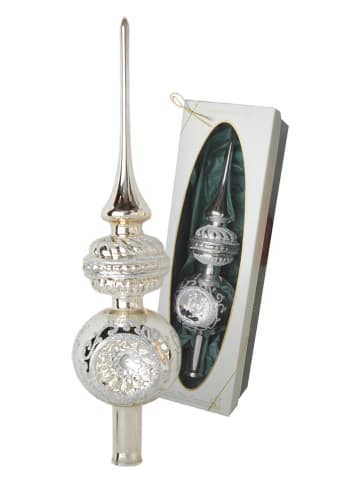 Krebs Glas Lauscha Kerstboompiek zilverkleurig - (L)28 cm