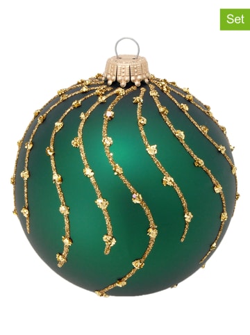 Krebs Glas Lauscha Kerstballen groen - 6 stuks  - Ø 8 cm