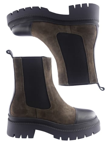 D.Moro Skórzane sztyblety w kolorze khaki-czarnym