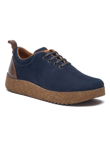 Comfortfusse Leder-Sneakers in Dunkelblau