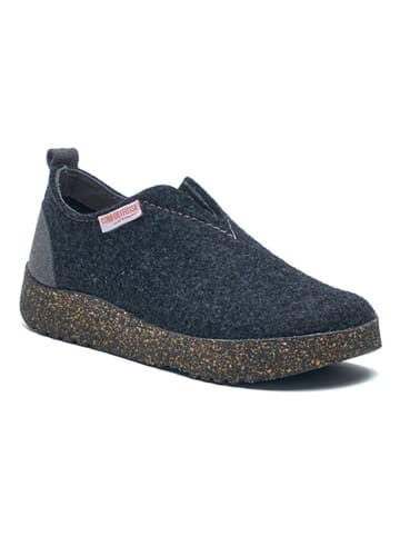 Comfortfusse Wollen instappers donkerblauw/grijs