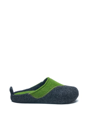 Comfortfusse Wollen pantoffels donkerblauw/groen