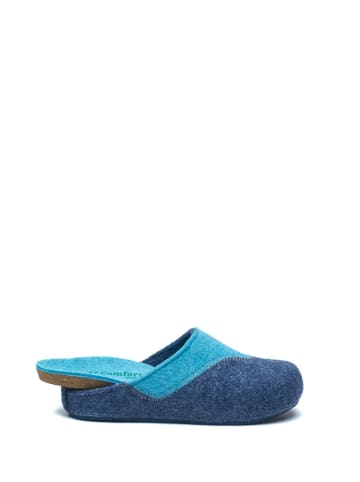 Comfortfusse Wollen pantoffels lichtblauw/donkerblauw