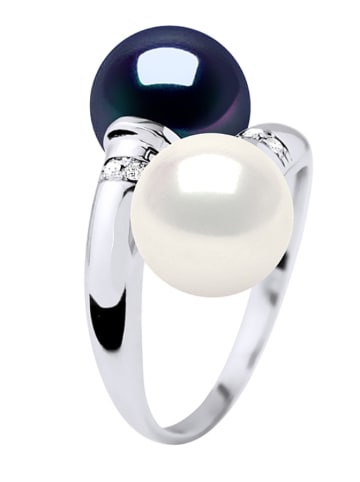 Pearline Witgouden ring met diamanten en parels