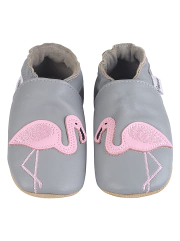 Kindsgut Leder-Krabbelschuhe "Flamingo" in Grau