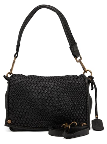Melina C Leder-Schultertasche "Arba" in Schwarz - (B)24 x (H)15 x (T)11 cm