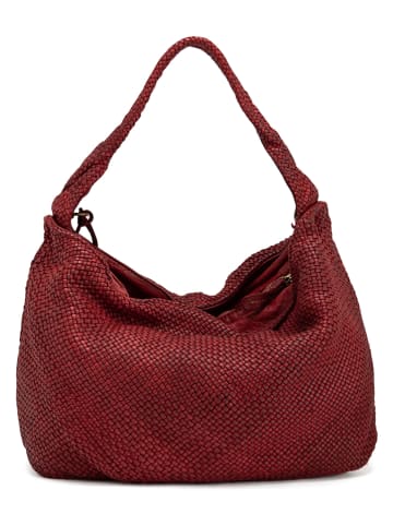 Melina C Leder-Schultertasche "Budoia" in Bordeaux - (B)32 x (H)27 x (T)14 cm
