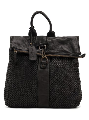 Melina C Leder-Rucksack "Fanna" in Schwarz - (B)32 x (H)32 x (T)10 cm