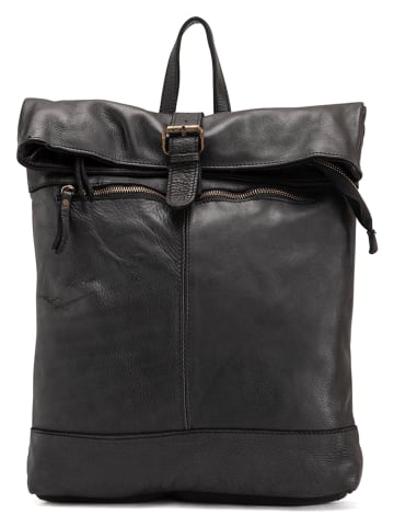 Melina C Leder-Rucksack "Vilesse" in Schwarz - (B)31 x (H)38 x (T)8 cm