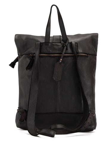 Melina C Leder-Rucksack "Vilesse" in Schwarz - (B)31 x (H)38 x (T)8 cm