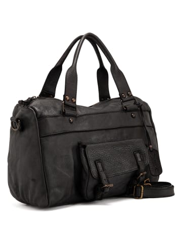 Melina C Leder-Henkeltasche "Asiago" in Schwarz - (B)38 x (H)30 x (T)13 cm