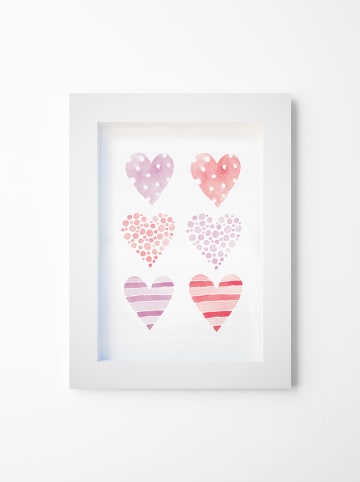 Uyart Home Gerahmter Kunstdruck "Hearts" in Weiß/ Rosa - (B)27 x (H)37 cm
