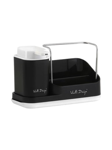Vialli Design Keukenorganizer zwart met vloeistofdispenser - (B)21,5 x (H)16 x (D)9 cm