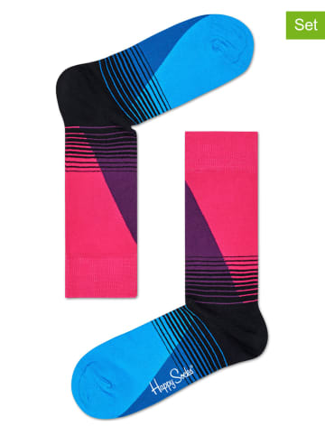 Happy Socks 2er-Set: Socken "80's Fade" in Blau/ Pink/ Schwarz