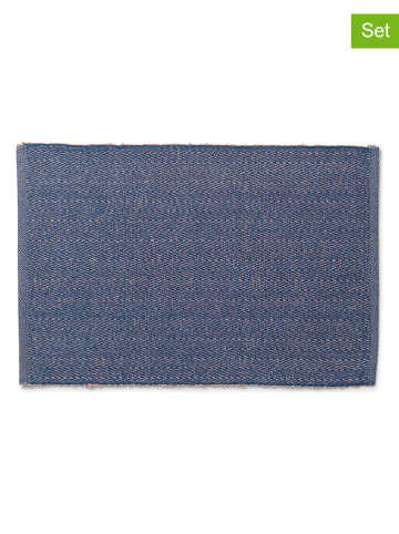 LYNGBY 2-delige set: placemats "Herringbone" donkerblauw