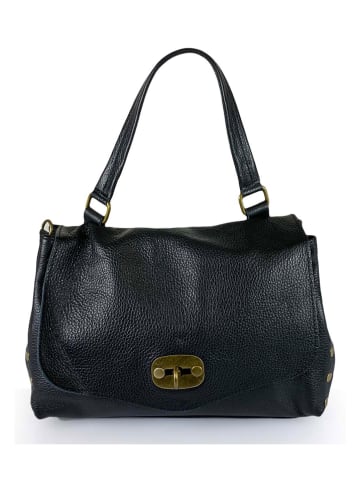 Mila Blu Leder-Henkeltasche "Nespolo" in Schwarz - (B)29 x (H)22 x (T)8 cm