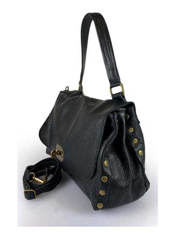 Mila Blu Leren handtas "Nespolo" zwart - (B)29 x (H)22 x (D)8 cm
