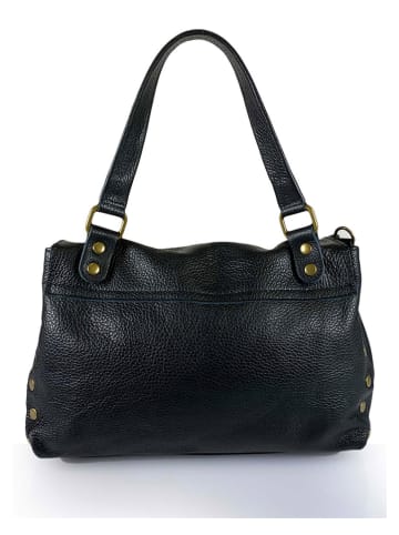 Mila Blu Leren handtas "Nespolo" zwart - (B)29 x (H)22 x (D)8 cm