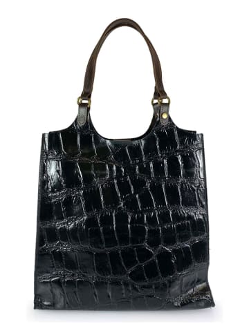 Mila Blu Leather handbag "Iris" in black - 32 x 35 x 13 cm