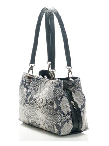 Mila Blu Leder-Schultertasche "Sorbo" in Grau - (B)30 x (H)27 x (T)12 cm