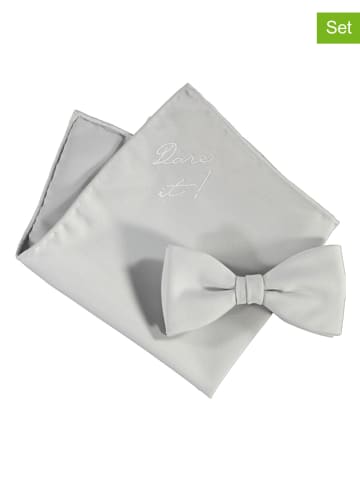JOOP! 2-delige set: vlinderdas en pochet lichtgrijs