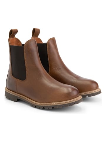 TRAVELIN' Leder-Chelsea-Boots "Leikanger" in Hellbraun