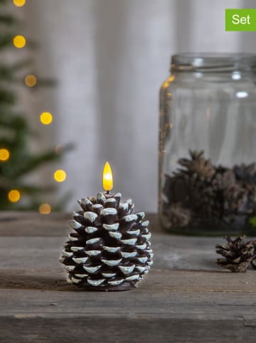 STAR Trading Świece LED (4 szt.) "Cone" w kolorze brązowym - wys. 10,5  Ø 8 cm
