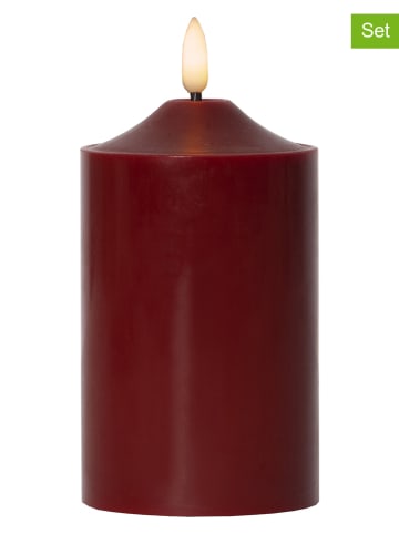 STAR Trading Świece LED (2 szt.) "Flamme" w kolorze czerwonym - wys. 15 x Ø 7,5 cm
