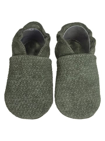 Hobea Leder-Krabbelschuhe in Oliv
