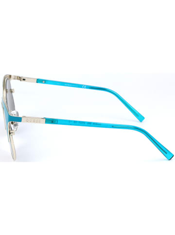 Guess Okulary przeciwsłoneczne unisex w kolorze jasnobrązowo-turkusowym