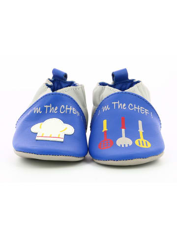 Robeez Leren kruipschoentjes "I am the Chef" blauw/grijs