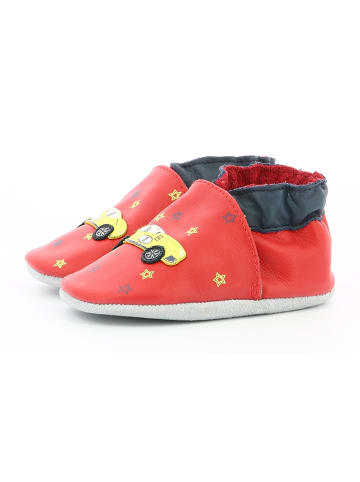 Robeez Skórzane buty "Little Vroum" w kolorze czerwonym do raczkowania