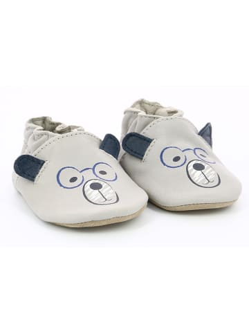 Robeez Leder-Krabbelschuhe "Nerd Bear" in Hellgrau