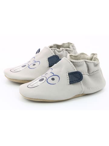 Robeez Leder-Krabbelschuhe "Nerd Bear" in Hellgrau
