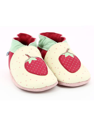 Robeez Leder-Krabbelschuhe "With Love" in Rot/ Hellgelb