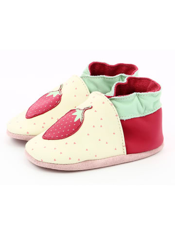 Robeez Skórzane buty "With Love" w kolorze czerwono-jasnożółtym do raczkowania