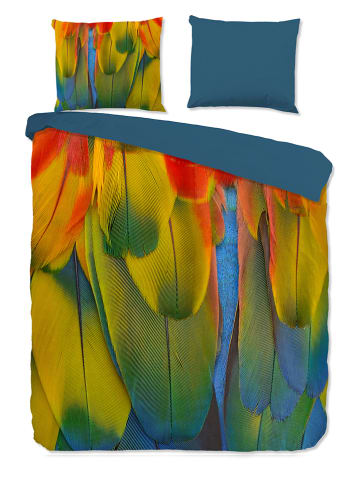 Pure Microvezel beddengoedset "Rainbow Feathers" blauw/meerkleurig