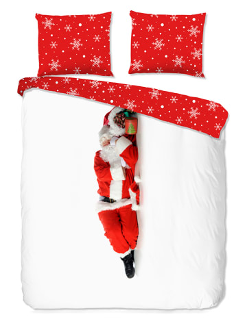 Pure Microvezel beddengoedset "Santa" wit/rood