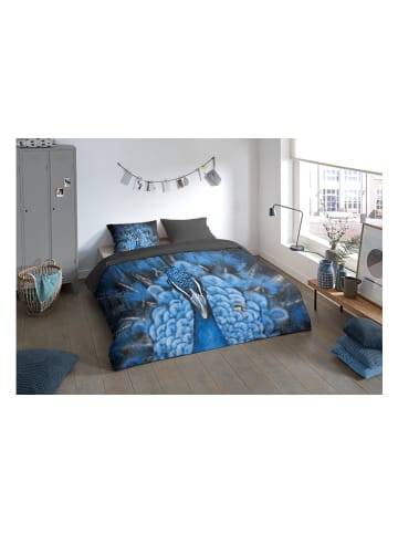 Pure Mikrofaser-Bettwäsche-Set "Proud" in Blau/ Schwarz