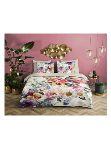 Descanso Satin-Bettwäsche-Set "Novara" in Beige/ Bunt