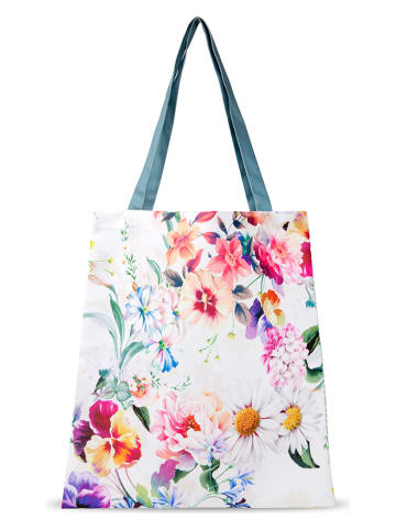 Descanso Shopper bag "Novara" w kolorze błękitnym ze wzorem - 40 x 45 cm