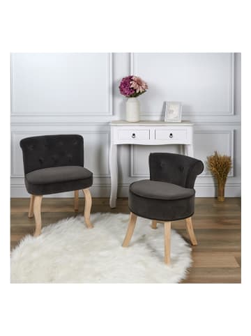 Rétro Chic Hocker "Eleonor" in Anthrazit - (B)49 x (H)58 x (T)47 cm
