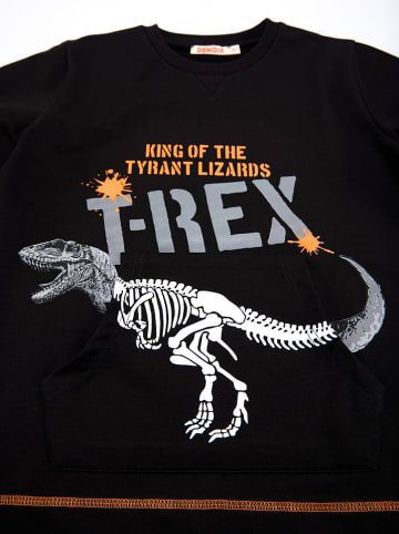 Denokids 2-delige outfit "King T-rex" zwart/grijs
