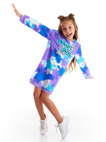Deno Kids Sukienka dresowa "Tie-Dye" w kolorze fioletowo-niebieskim