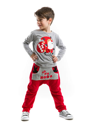 Denokids 2-delige outfit "Hoo Hoo" grijs/rood