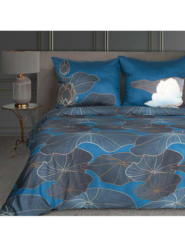 Eurofirany Satin-Bettwäsche-Set "Lotos 2" in Blau/ Bunt