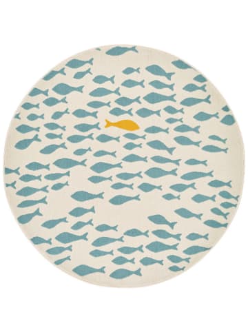 Zala Living Laagpolig tapijt "One & Only Round" crème/lichtblauw
