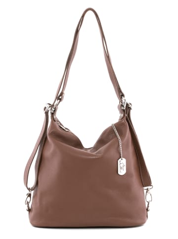 Anna Morellini Leder-Schultertasche in Braun - (B)39 x (H)30 x (T)16 cm