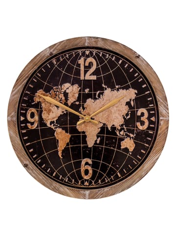 Anticline Wanduhr in Schwarz/ Natur - Ø 60 cm