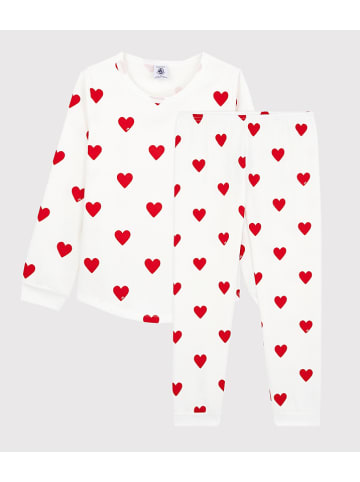 PETIT BATEAU Pyjama in Weiß/ Rot